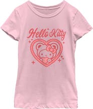 Hello Kitty Girl's Hello Kitty Cute Hello Kitty Heart  Graphic T-Shirt