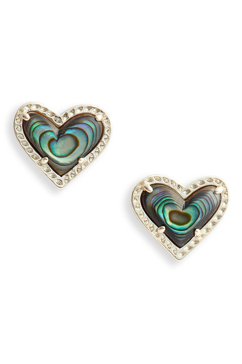 Ari Heart Stud Earrings, Main, color, GOLD/ ABALONE SHELL