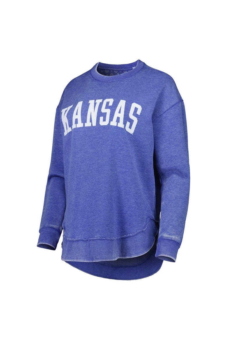 Women's Pressbox Royal Kansas Jayhawks Vintage Wash Pullover Sweatshirt, Alternate, color, Royal