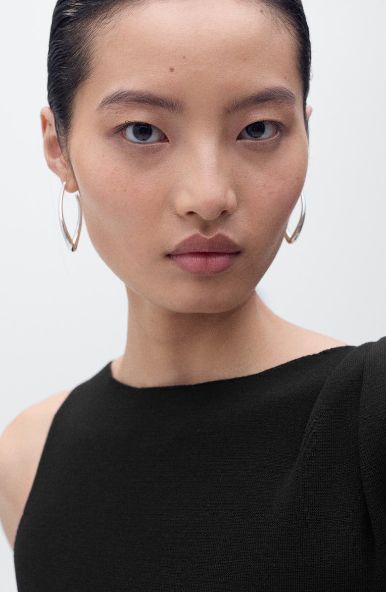 MANGO Asymmetric Sleeveless Knit Dress, Alternate, color, Black