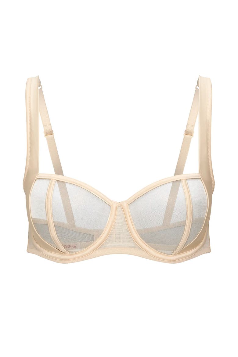 Elen Unlined Balconette Bra, Alternate, color, Light beige