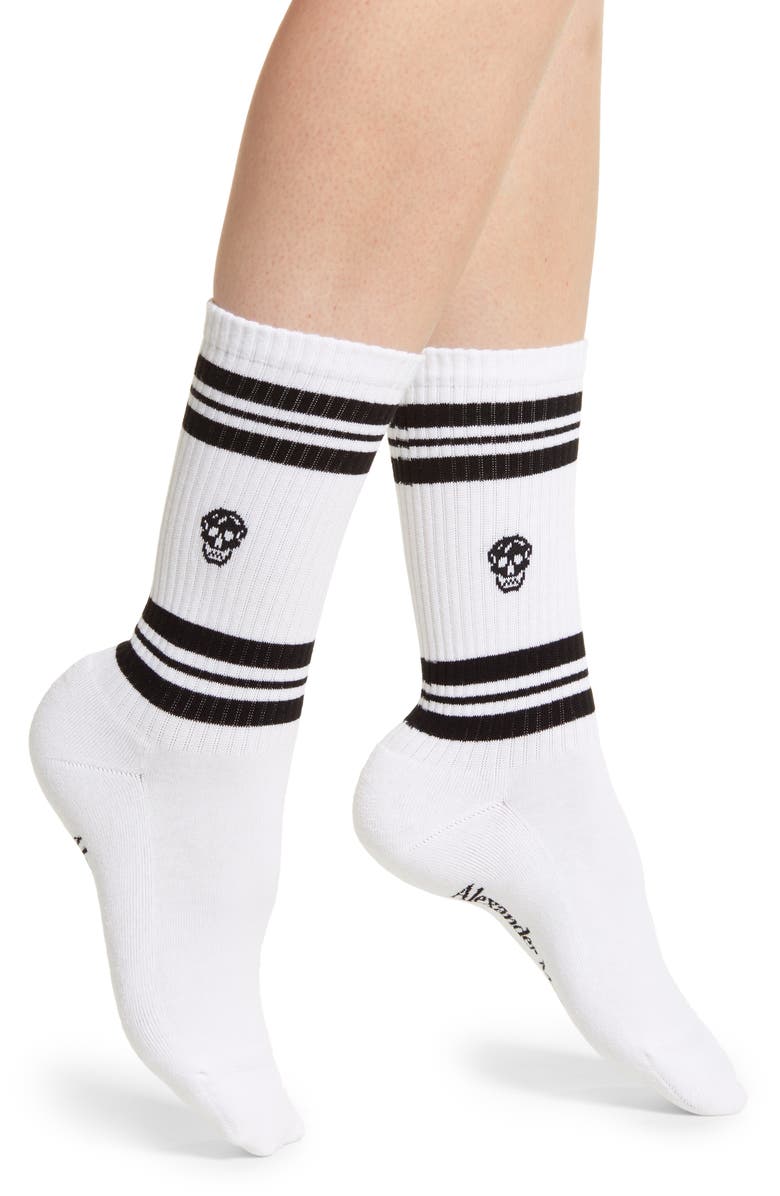 McQueen Alexander McQueen Skull Stripe Socks, Main, color, White/ Black