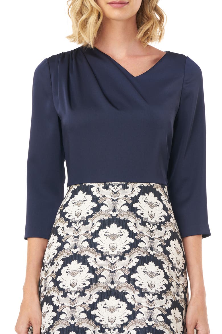 Izabella A-Line Evening Gown, Alternate, color, NAVY MULTI