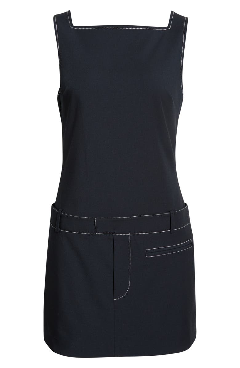 STAUD Skyla Drop Waist Minidress, Main, color, Navy