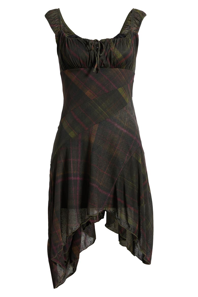 Hallie Check Handkerchief Hem Dress, Main, color, DARK CHECK
