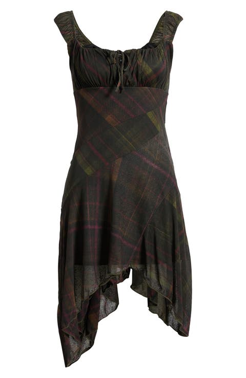 Hallie Check Handkerchief Hem Dress