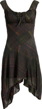 BDG Urban Outfitters Hallie Check Handkerchief Hem Dress