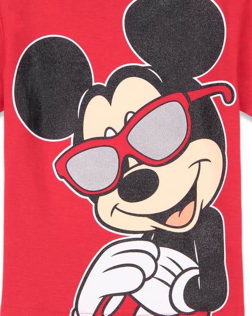 Disney Mickey Mouse & Friends T-shirt & French Terry Shorts Set In Animal Print