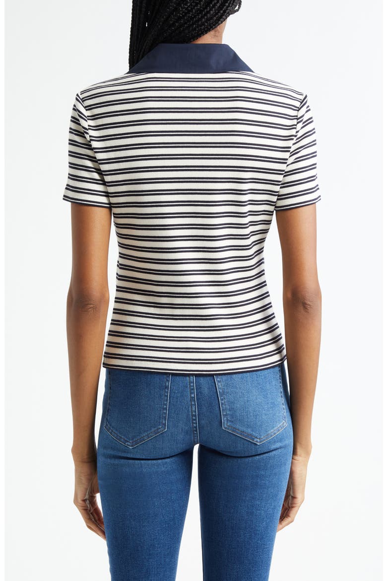 Kearney Stripe Rib Stretch Cotton Polo, Alternate, color, ECRU/NAVY