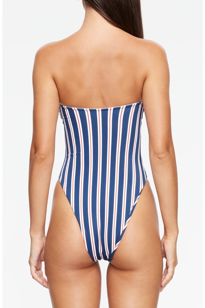 Gigi Strapless One-Piece Swimsuit, Alternate, color, NAVY STRIPE