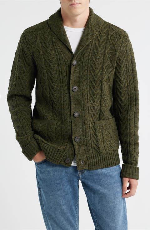 Wool Blend Fisherman Cardigan