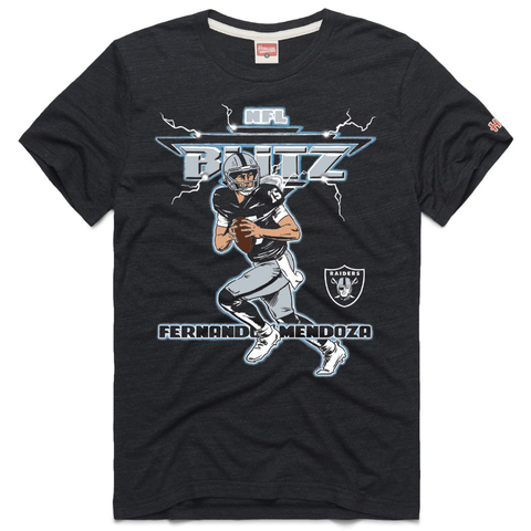 Unisex Homage Fernando Mendoza Charcoal Las Vegas Raiders NFL Blitz Player T-Shirt