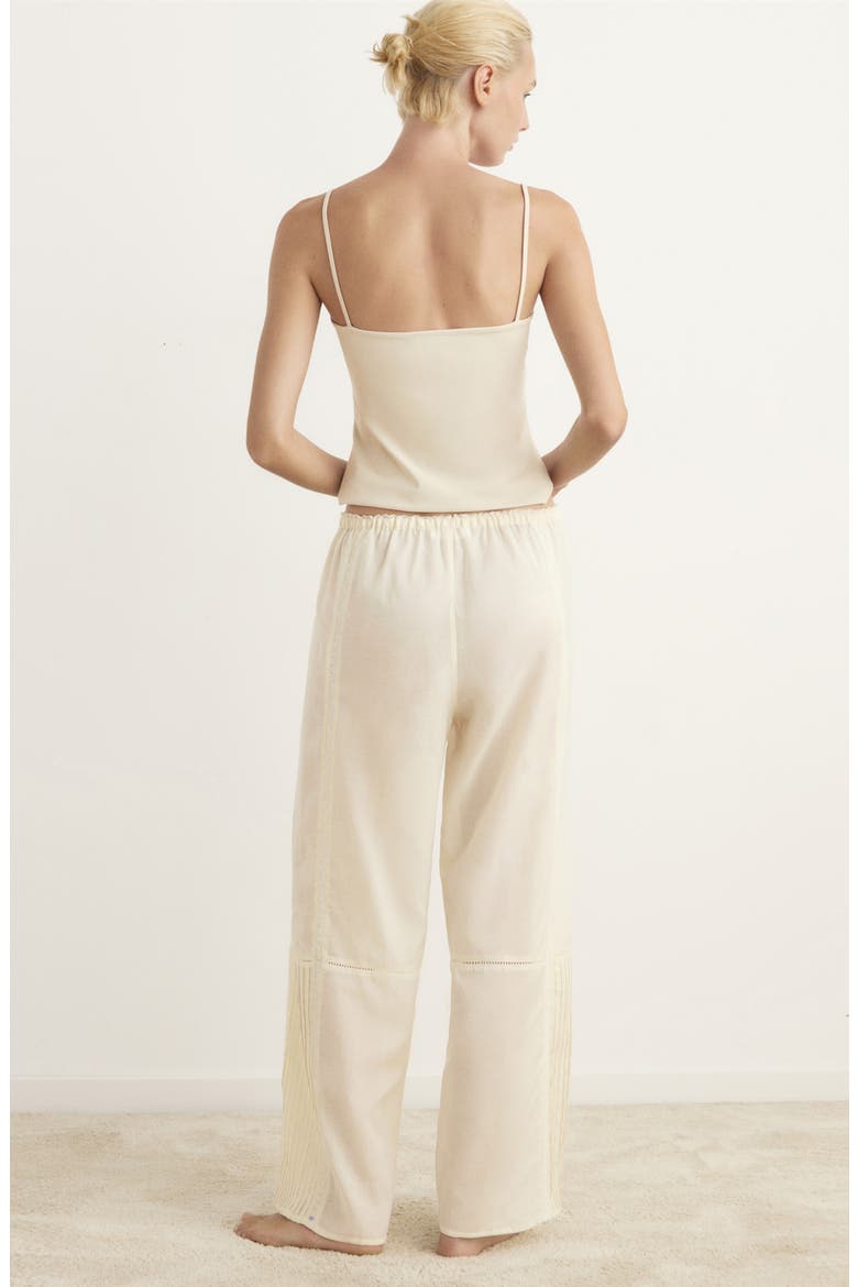 Lace Trim Cotton Blend Pajamas, Alternate, color, VANILLA
