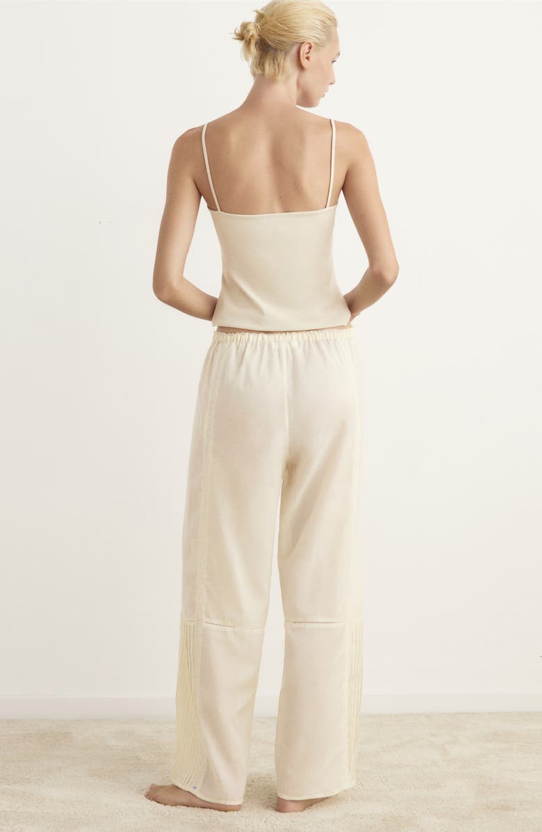 MANGO Lace Trim Cotton Blend Pajamas, Alternate, color, Vanilla