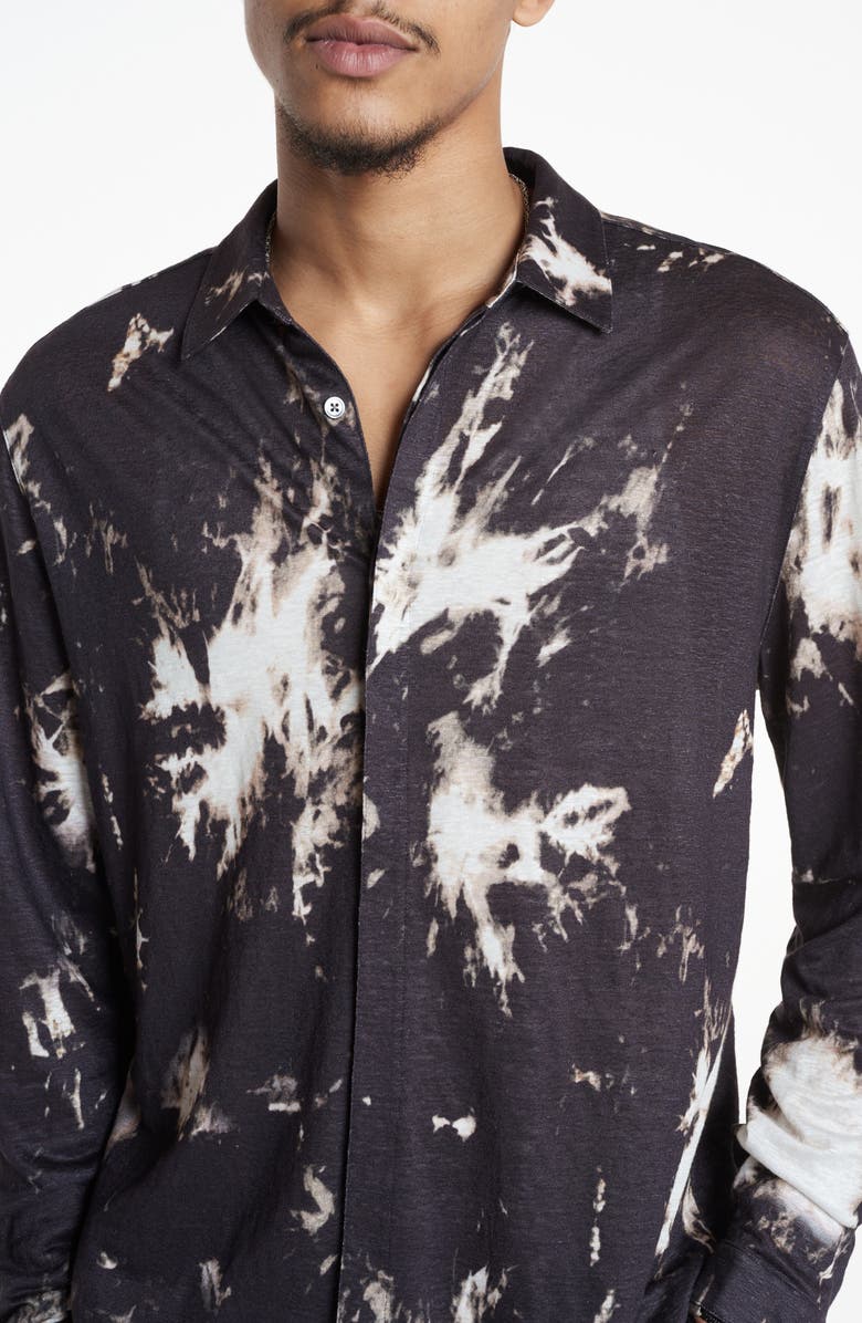 John Varvatos Madera Splash Dye Slub Linen Button-Up Shirt, Alternate, color, 