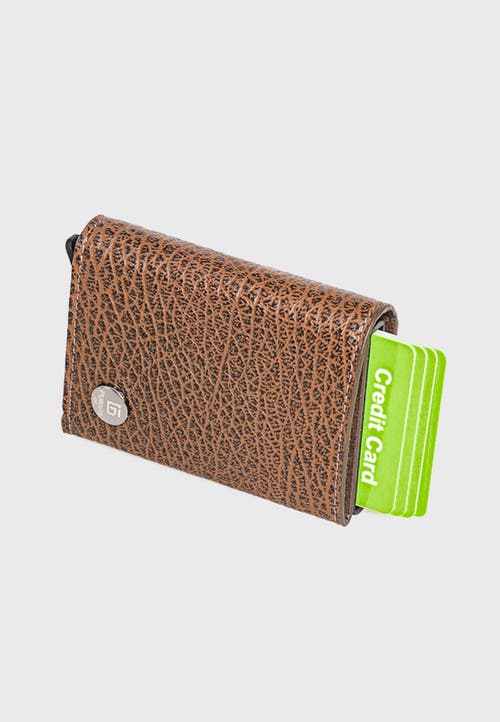 Furniq Uk Genuine Leather Venous Pattern Trifold Card Holder In Brown