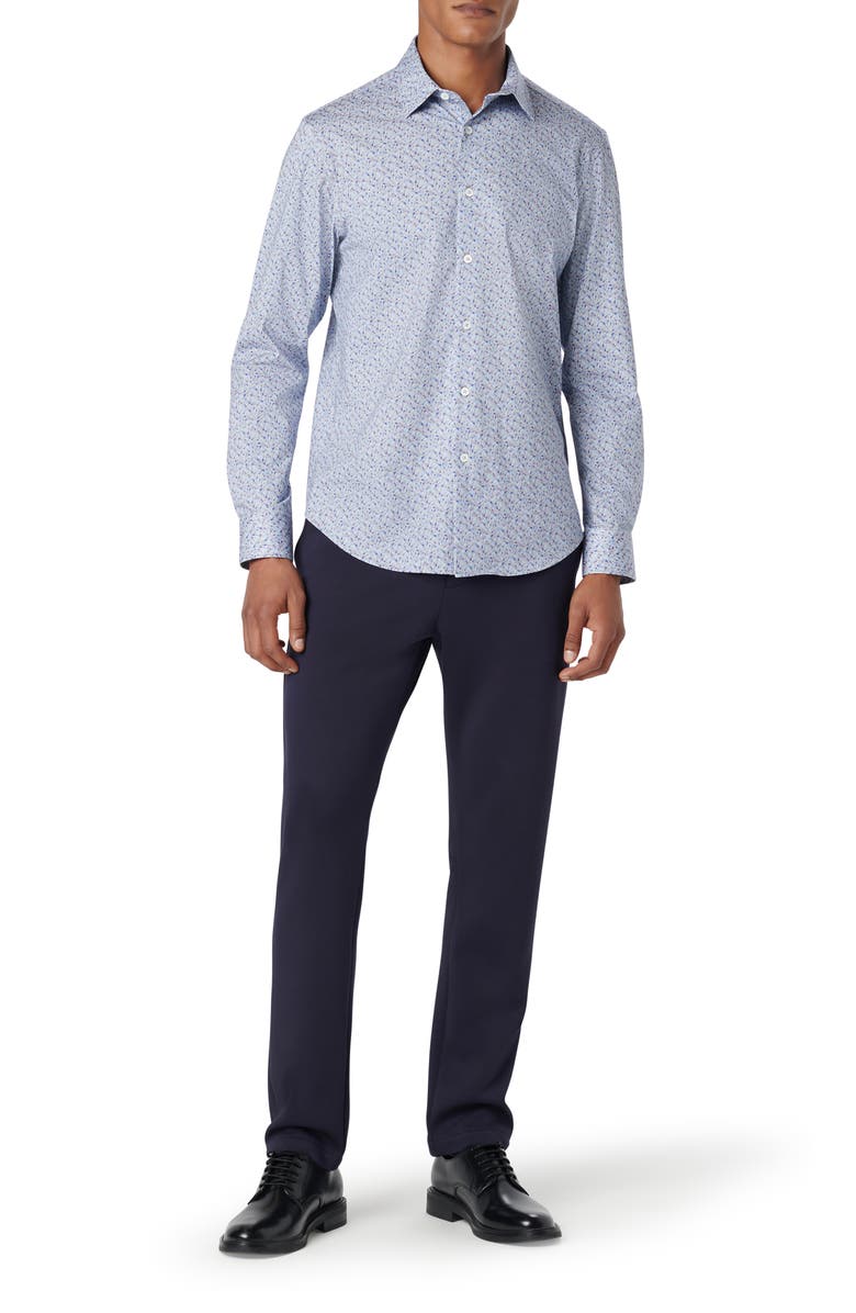 Bugatchi James OoohCotton<sup>®</sup> Geometric Print Button-Up Shirt, Alternate, color, Air Blue