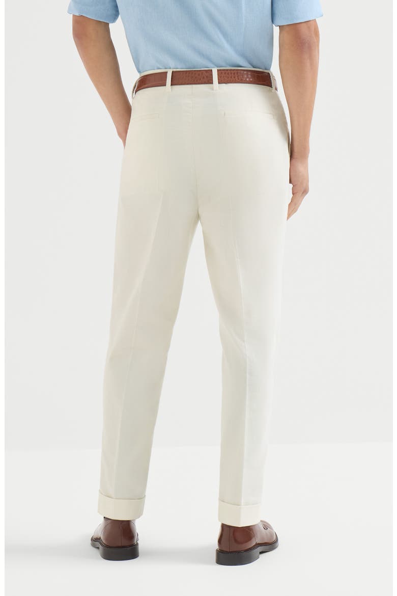 Sea Island cotton narrow wale corduroy trousers with pleat, Alternate, color, Panama