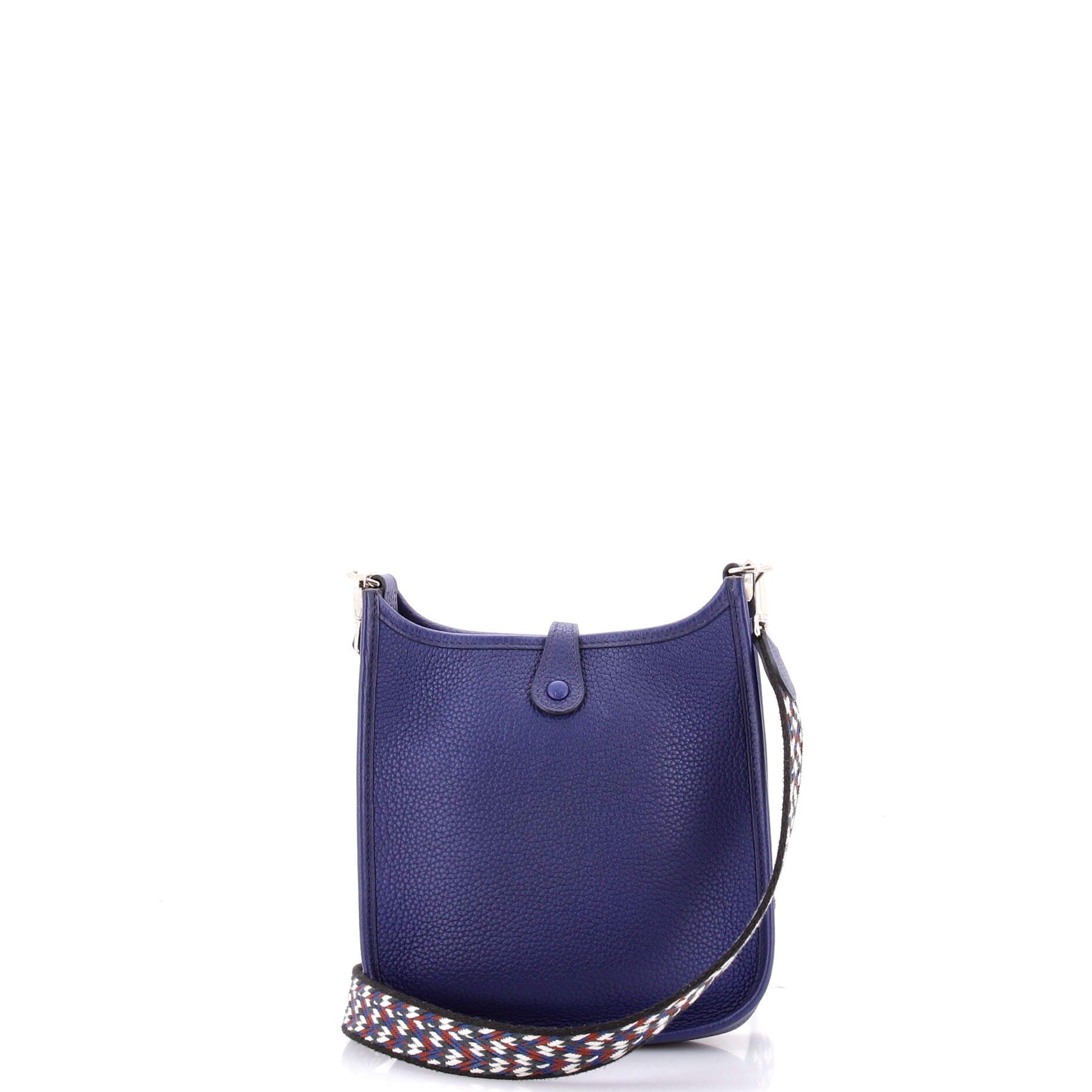 Pre-Owned Hermes Evelyne Bag Gen III Clemence TPM, Alternate, color, Bleu Saphir