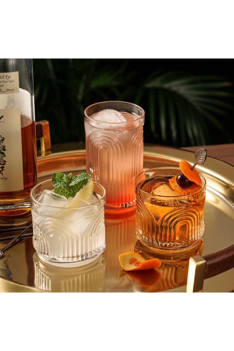 Deco Beau Crystal Highball Glasses Set of 4, Alternate, color, Clear