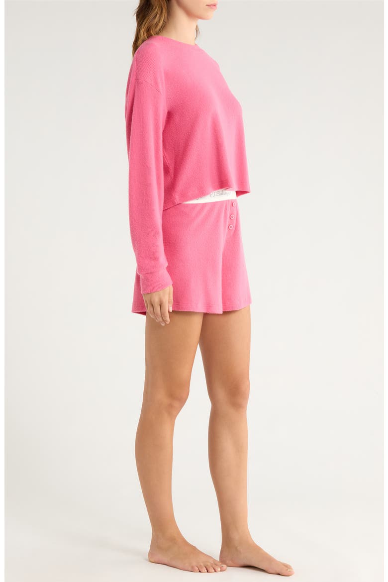 Waffle Knit Short Pajamas, Alternate, color, THINK PINK