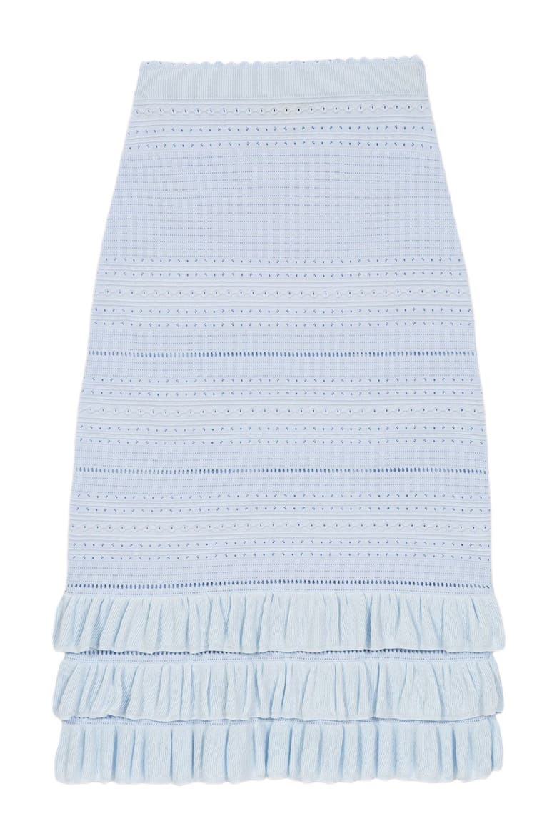 Long ruffled knit skirt, Alternate, color, Blue sky