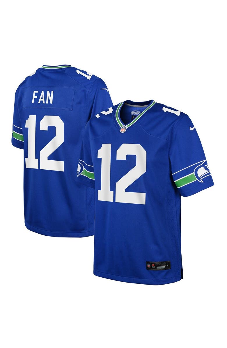 Nike Youth Nike 12s Royal Seattle Seahawks Throwback Player Game Jersey, Main, color, Royal