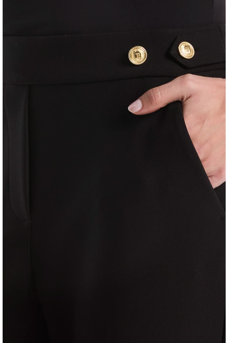 Tab Detail Straight Leg Pants, Alternate, color, BLACK