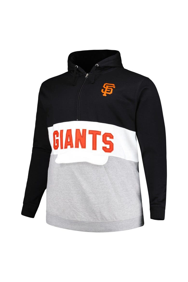 Men's Black/White San Francisco Giants Big & Tall Fleece Half-Zip Hoodie, Alternate, color, Black