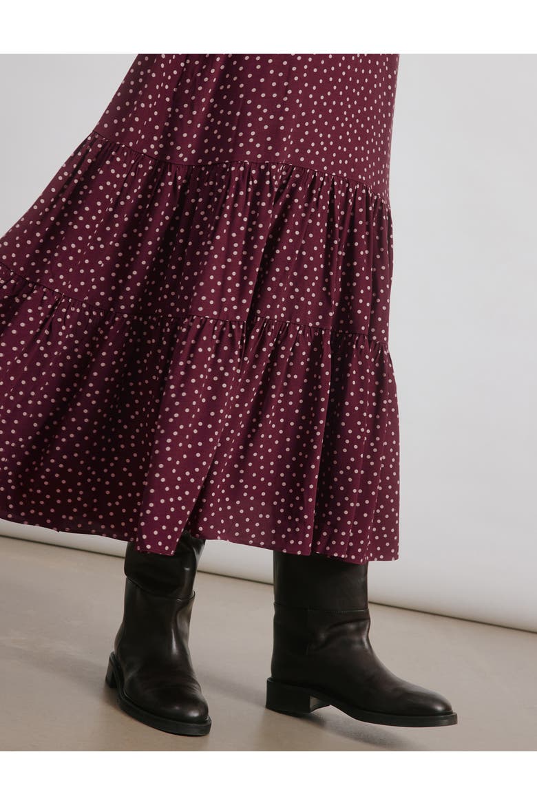 Long Sleeve V-Neck Spot Dress, Alternate, color, Burgundy