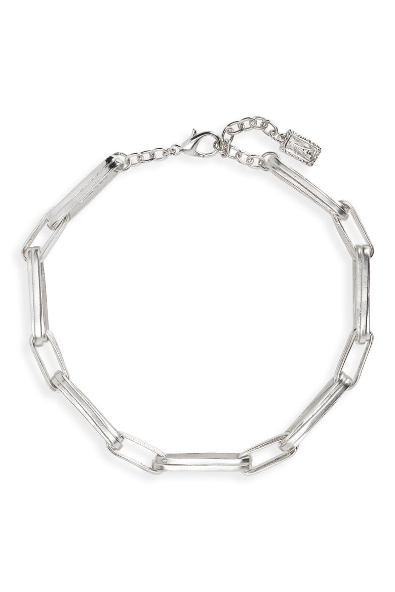 Rectangular Link Necklace, Main, color, SILVER