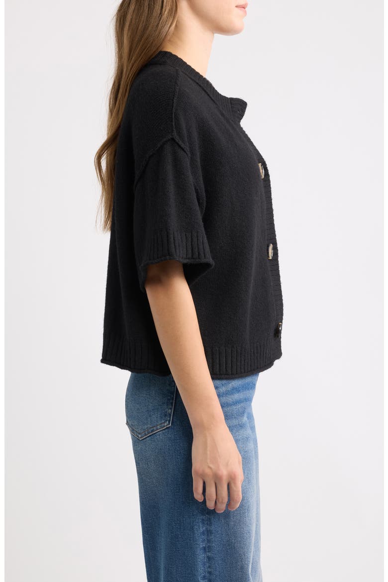 Broome Short Sleeve Crop Cardigan, Alternate, color, BLACK