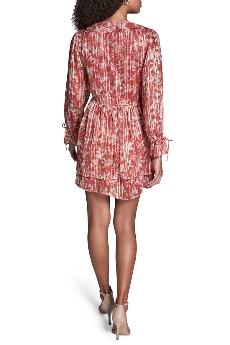 Floral Chiffon Long Sleeve Minidress, Alternate, color, CITRUS SUNRISE