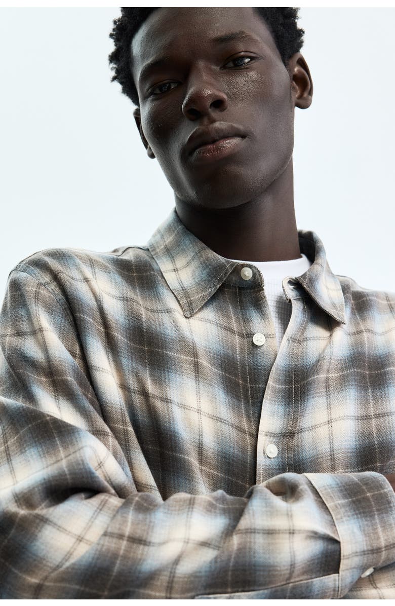 H&M Relaxed Fit Shirt, Alternate, color, Blue/Plaid