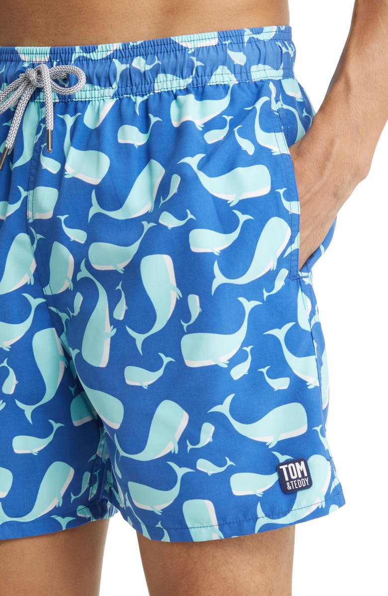 Tom 
Teddy Whale Print Swim Trunks, Alternate, color, Navy 
Aqua