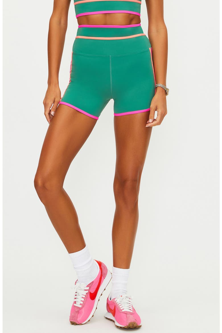 Ryder High Waist Performance Bike Shorts, Main, color, RALLY GREEN COLORBLOCK