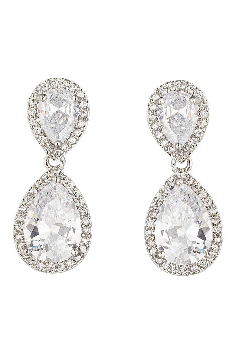 Isabella CZ Drop Earrings, Main, color, SILVER