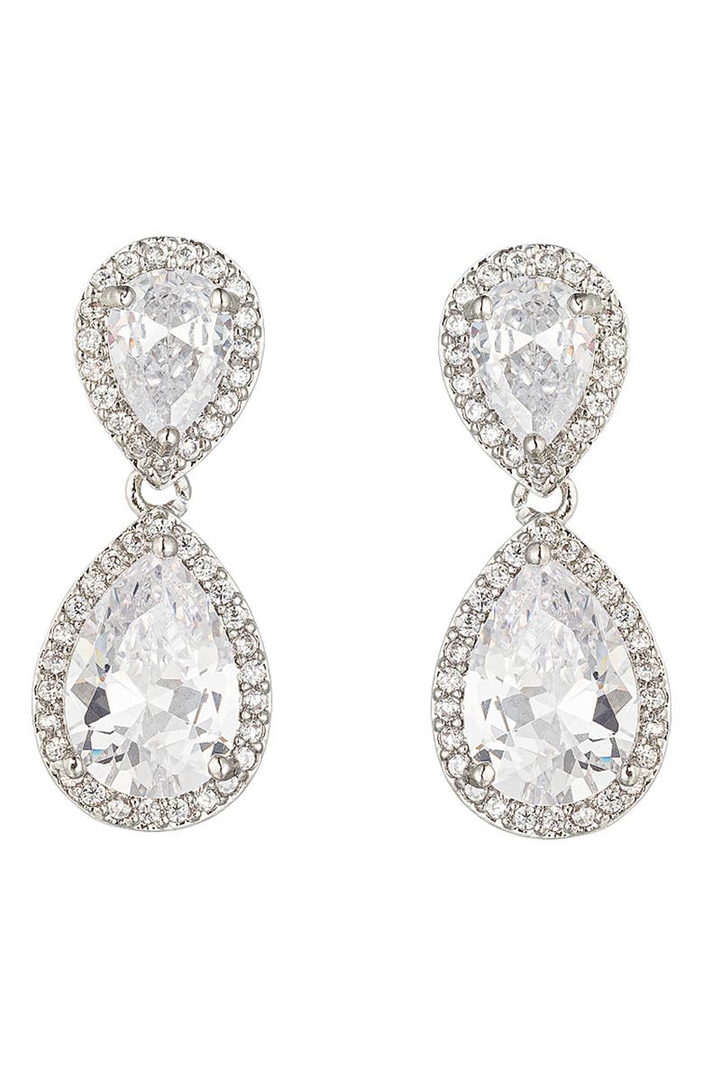 EYE CANDY LOS ANGELES Isabella CZ Drop Earrings, Main, color, Silver