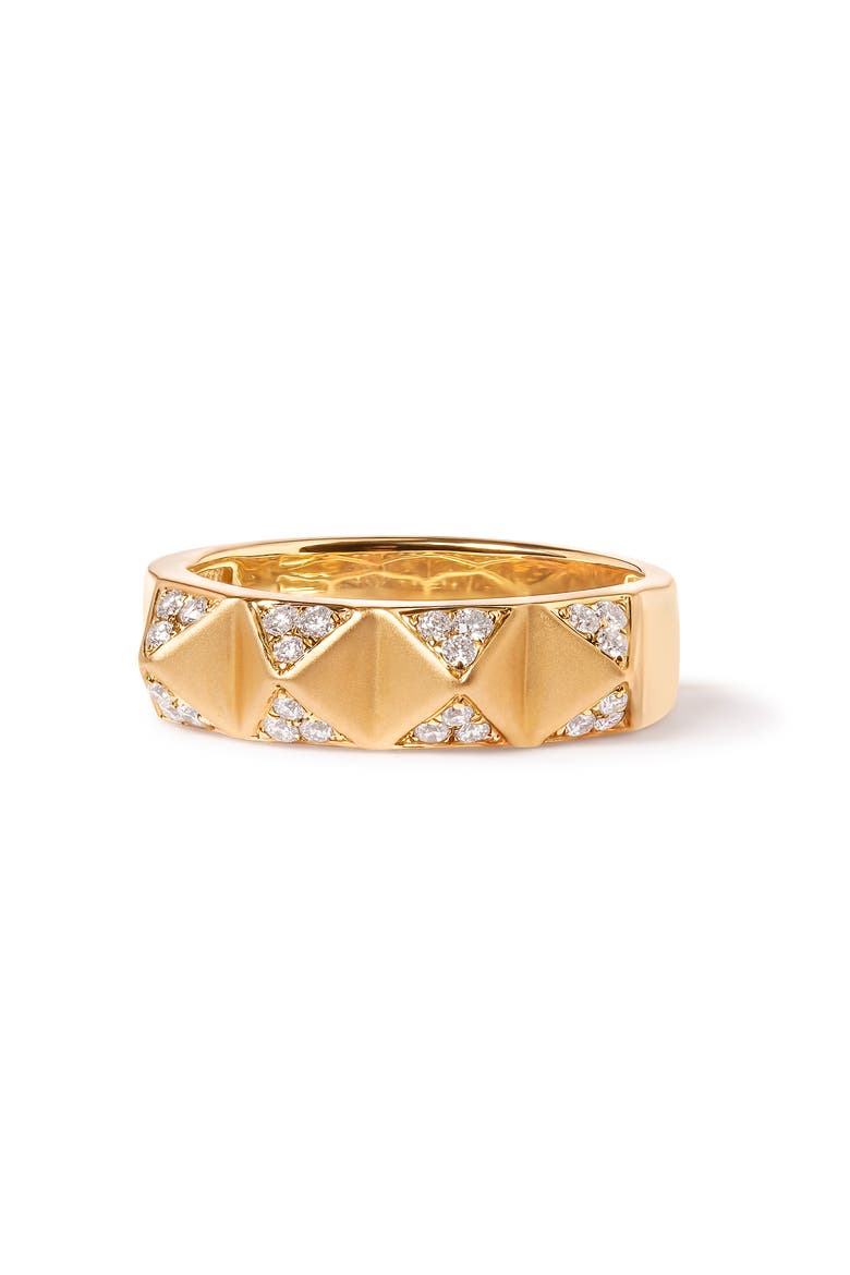 14K Yellow Gold 1/4Cttw White Diamond Pyramid Band Ring, Alternate, color, Yellow