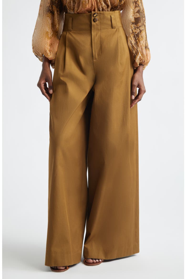 Luna Drill Tailored Trousers, Main, color, DARK KHAKI
