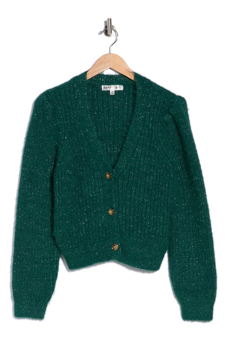 Metallic Mixed Cardigan, Alternate, color, HUNTER COMBO