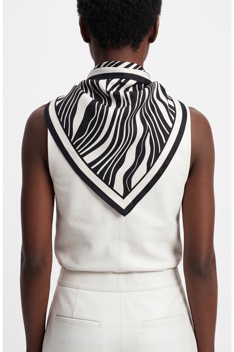 Zebra Wave Triangle Silk Scarf, Alternate, color, Black