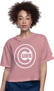 STARTER Women's Starter Pink Chicago Cubs Play the Ball Boxy Cropped T-Shirt