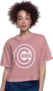 STARTER Women's Starter Pink Chicago Cubs Play the Ball Boxy Cropped T-Shirt