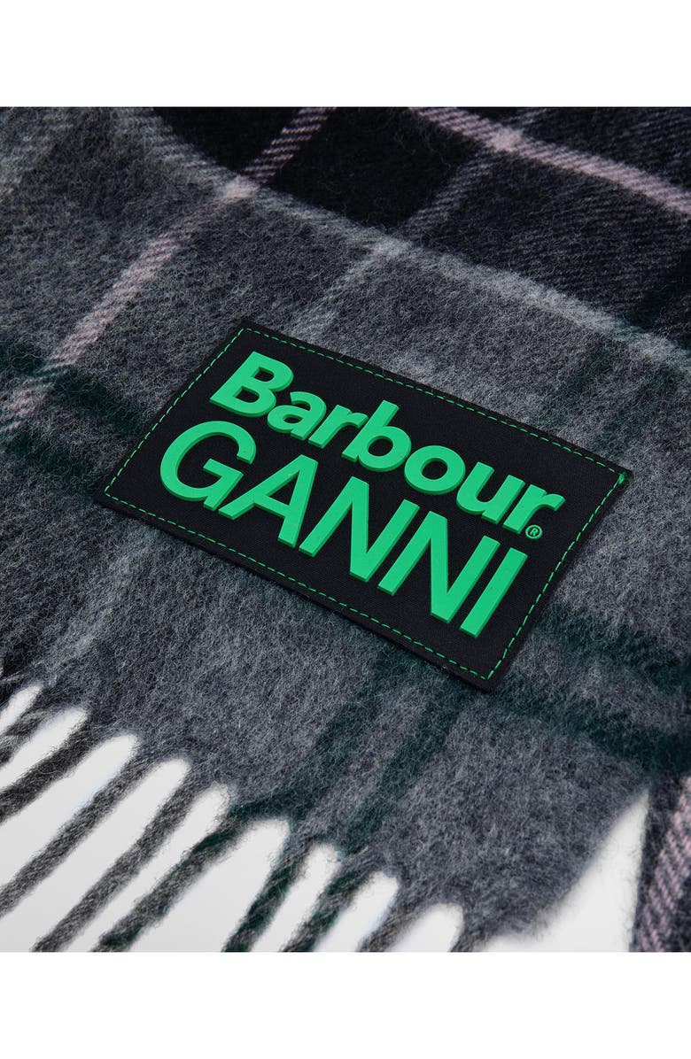 Barbour x Ganni Plaid Wool Scarf, Alternate, color, Winter Tartan