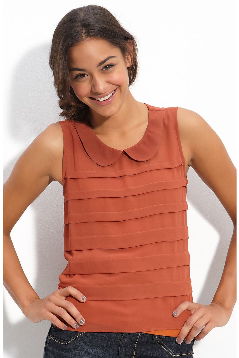 Peter Pan Collar Tiered Tank, Main, color, RUST