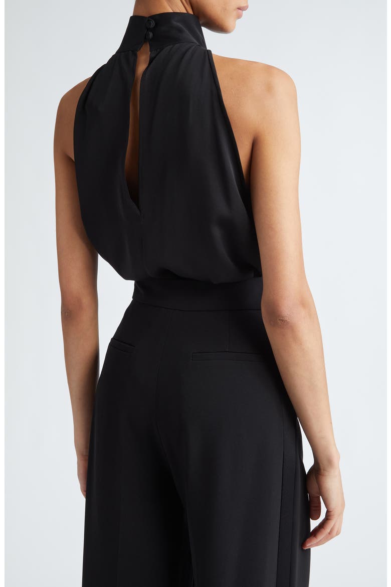 Memore Pleated Sleeveless Halter Top, Alternate, color, BLACK