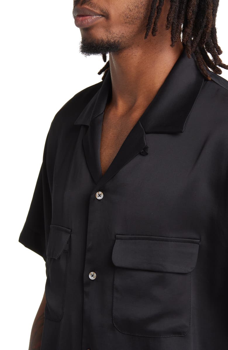 Elwood Short Sleeve Satin Button-Up Bowling Shirt, Alternate, color, 