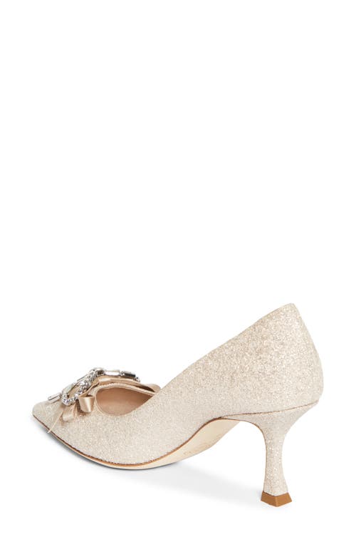 Jimmy Choo Auria Crystal Bow Glitter Pump In Neutral