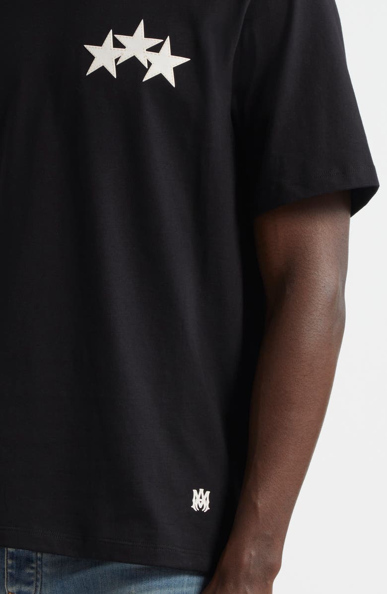 AMIRI 3-Star Appliqué Cotton T-Shirt, Alternate, color, Black